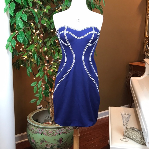 Fengye Loman Dresses & Skirts - FENGYE LOMAN BLUE JEWELED STRAPLESS PARTY DRESS 8